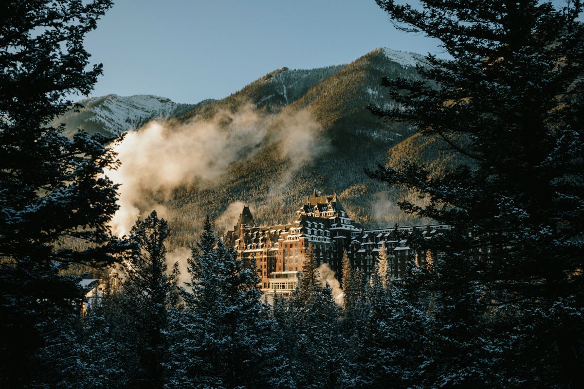 The Fairmont Banff Springs from the outside. Ski Independence team return to Canada