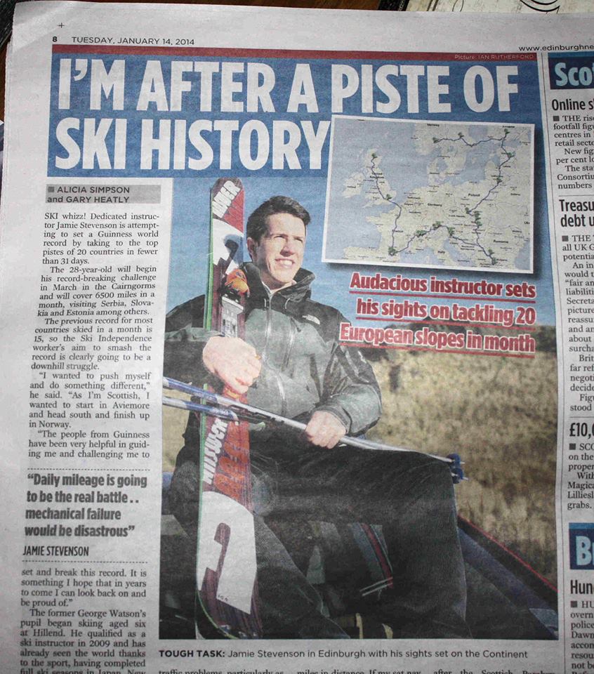 Ski World Record newspaper article