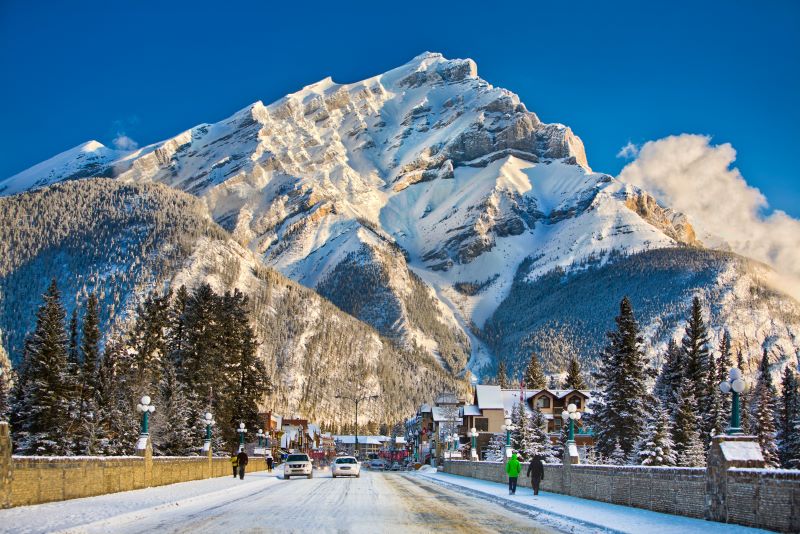 View of Banff Avenue on a clear winter's day - Insider Guide