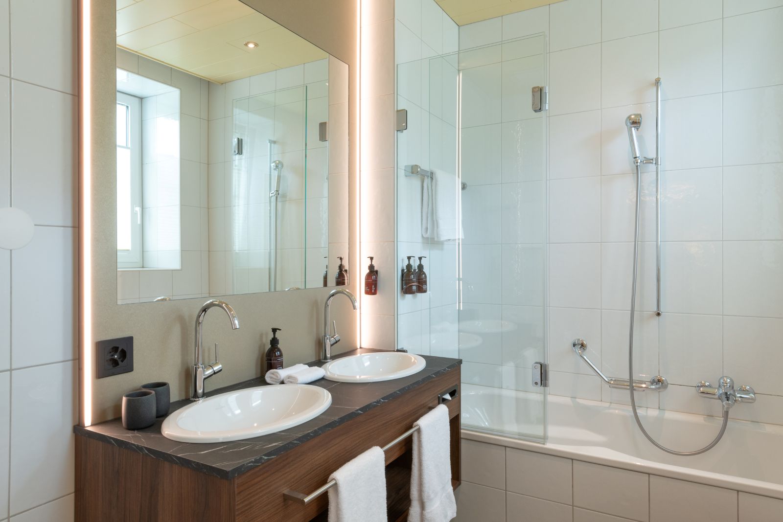Hotel Cresta Palace, St Moritz - bathrooms with bath and double sink