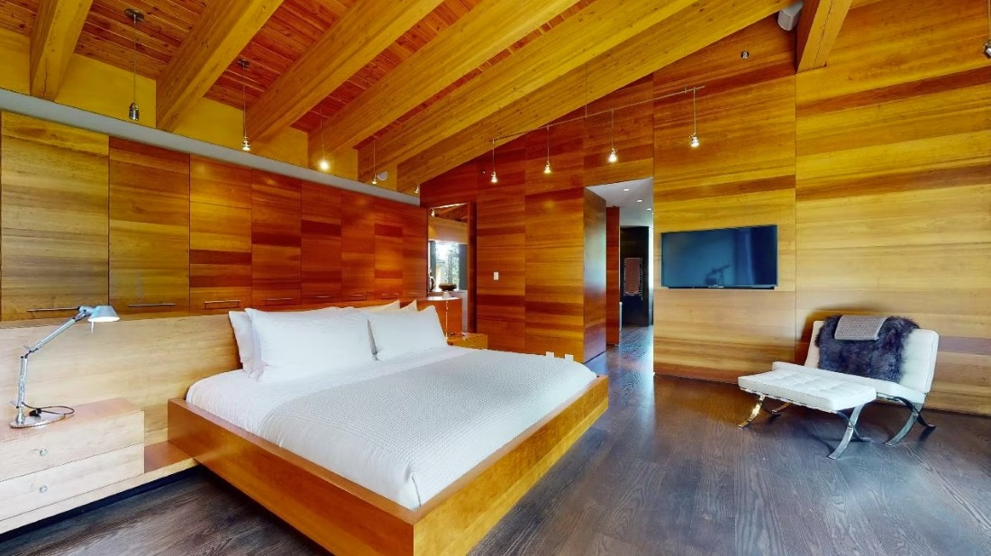 High Point Villa, Whistler, Kadenwood, bedroom, wooden beams