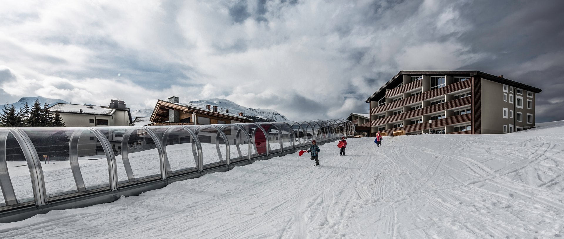 Valbella Resort Lenzerheide - magic carpet leading to accommodation providing easy access to the slopes