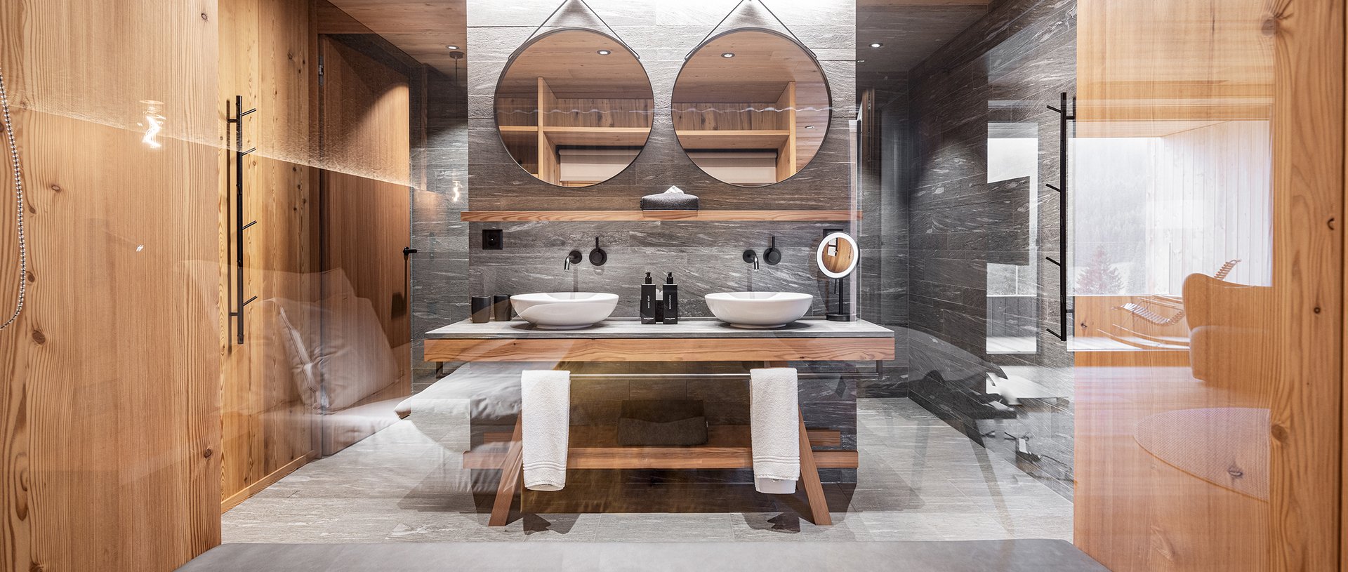 Valbella Resort Lenzerheide - modern bathroom with double sink